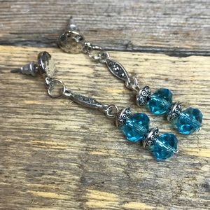 Hand Crafted Earrings turquoise color